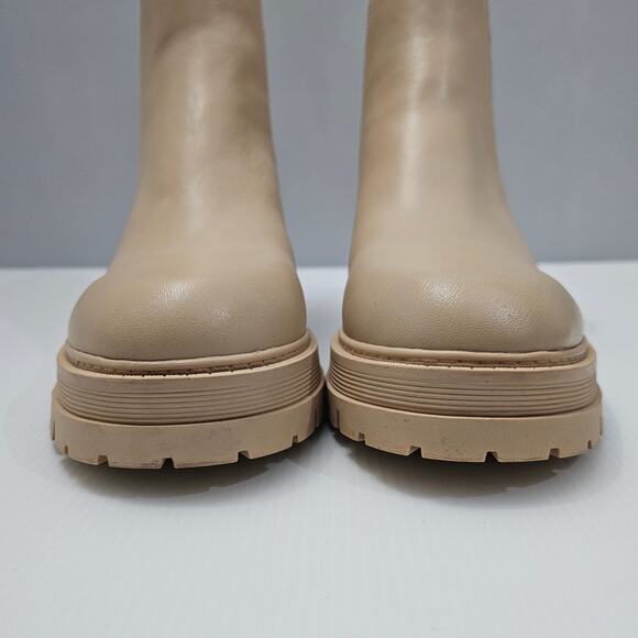 Marc Fisher Pietro Ankle Bootie Women 9.5 Tan Leather Platform Chelsea Lug Sole - Picture 9 of 16